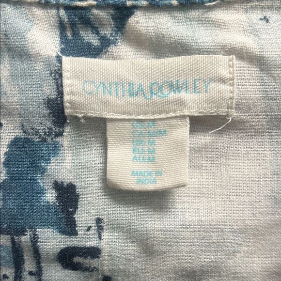 Cynthia Rowley Blue and White Casual Button Down Shirt - Picture 7 of 9